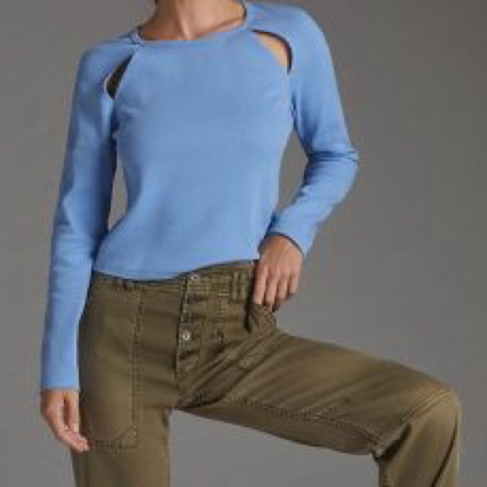 Anthropologie Maeve Ribbed Cut-Out Top